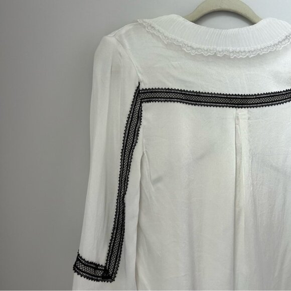 Self-Portrait Monochrome Trimmed Satin Shirt - Picture 7 of 11